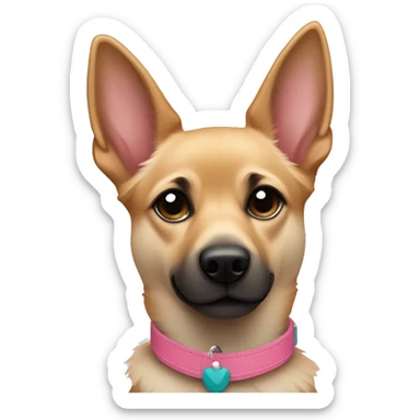 Tan German Shepard with pink collar and white chihuahua with teal collar sticker