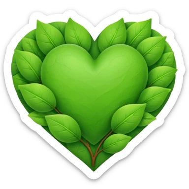 heart with spring green leaves sticker