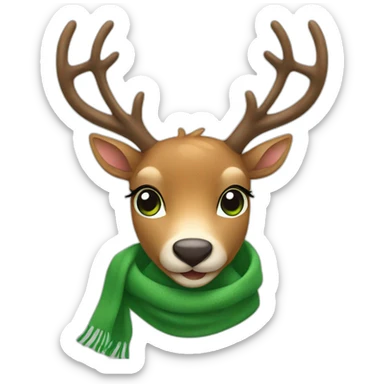 Smiling deer with green scarf sticker