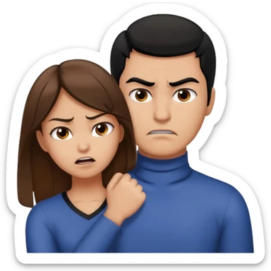 Girl with brown hair having her hands on a man with black hairs neck mad  sticker