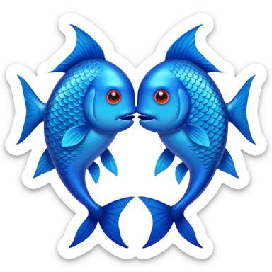 two blue fishes kissing sticker