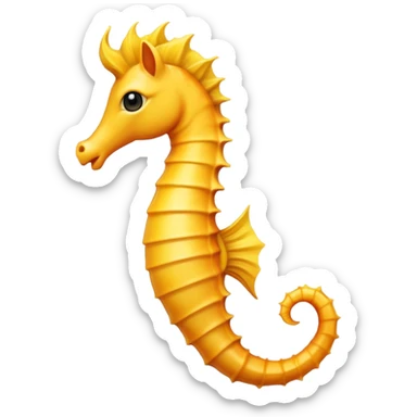 a seahorse emoji that is yellow and has black eyes with goku hair and a low taper fade sticker