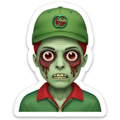 Create a zombie emoji with a gucci cap sticker