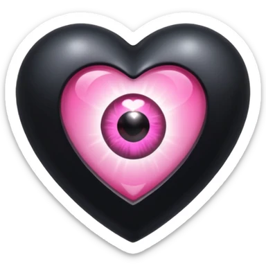 A black heart Gem with a pink eye in the center sticker