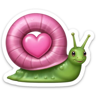 snail with large heart behind it sticker