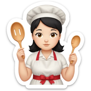 Chubby baker girl with black hair  sticker