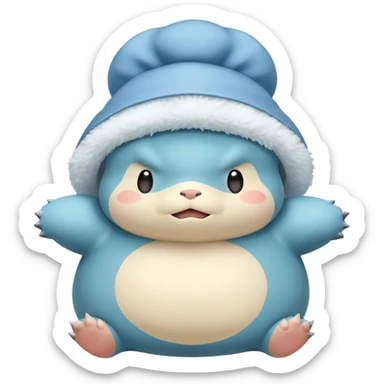 Snorlax with a bonnet on sticker