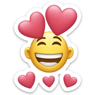 Happy face with hearts coming out of ears sticker