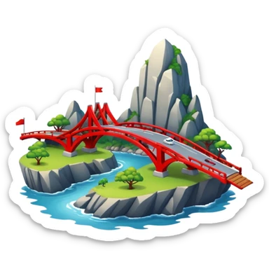 advanced modern island with advanced infrastructure with a red bridge  sticker