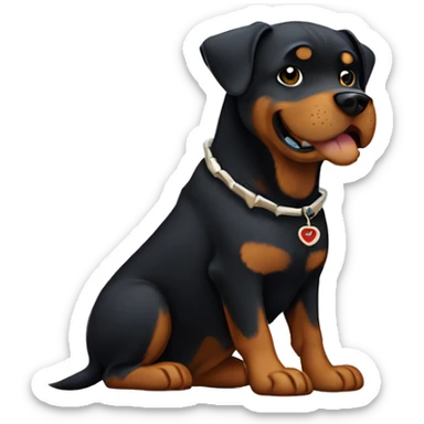 Old Rottweiler with a small head and has a bone collar named “Daisy” sticker