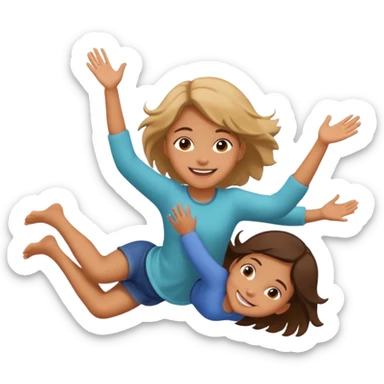 Girl falling on top child sticker