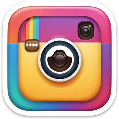 Instagram logo, classic emoji style, simple, rounded, colorful sticker