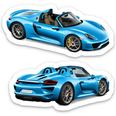 porsche 918 boxster blue  sticker