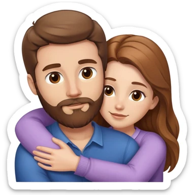 White man BROWN beard and BROWN hair hugging white woman with long light brown hair sticker