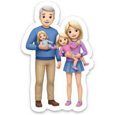 father and daughter playing dolls full body sticker