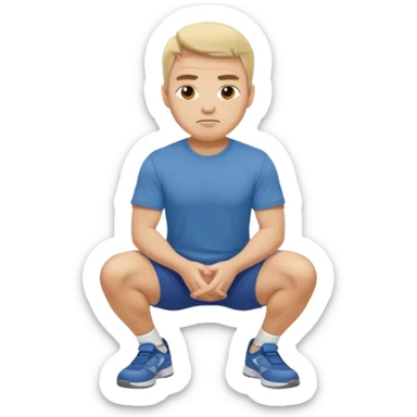 Make a normal wieght guy facing forward squatting with a t-shirt on sticker