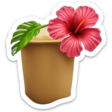 Flor de hibisco en la arena de playa sticker