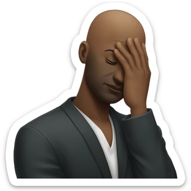Black bald man with facepalm sticker