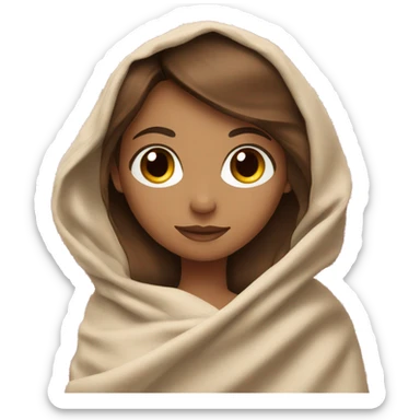 tan girl with brown hair using red and white blanket sticker