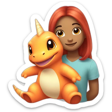 Charmander hugging a unicorn plushie sticker