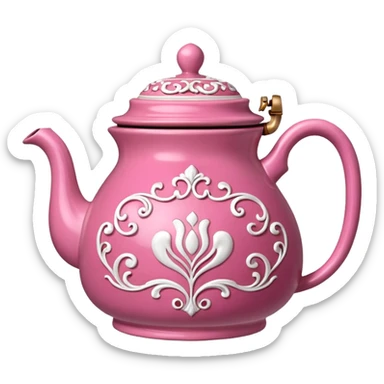 Pink steaming and boiling  tea pot sticker