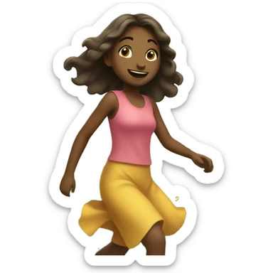 Girl frolicking in meadow  sticker