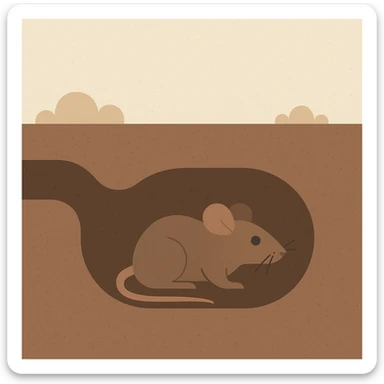 Flat design style mouse under ground sticker