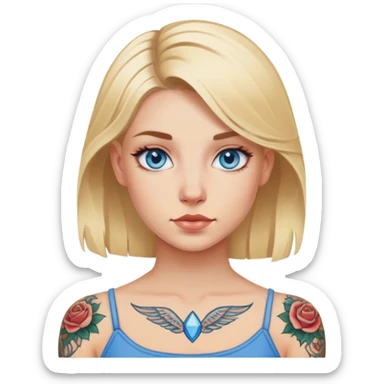 Blonde girl with tattoos and blue eyes sticker