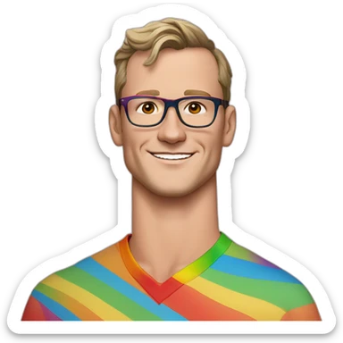 Jonathan Toews wearing glasses and rainbow clothes sticker