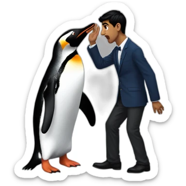 Rishi sunak slapping a penguin sticker