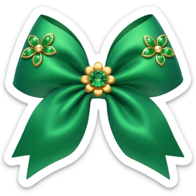 green flower bow with glitter sticker