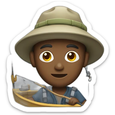 fisherman on a boat fishing with a hook sticker