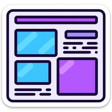 newspaper with headlines and neon glow effect, blue neon glow on top left, purple neon glow on bottom right sticker