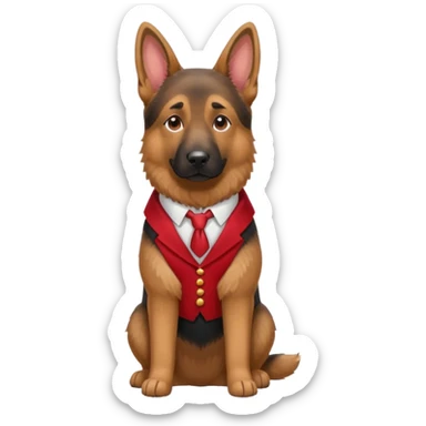 German ShepherdDog with NeckBow in red suit. sticker