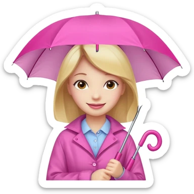 Girl with pink umbrella sticker