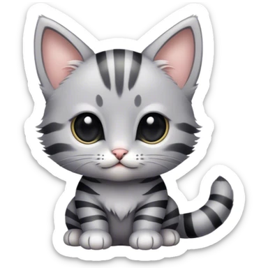 A grey Kitten with black stripes on its back sticker