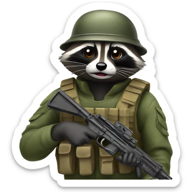 Soldier raccoon with a gun sticker