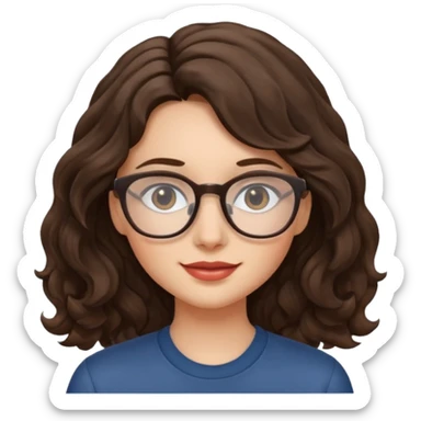 Brunette girl with wavy hair and glasses sticker