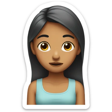 embarrassed girl trying to look apologetic sticker