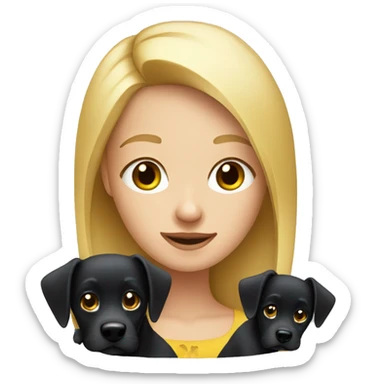 Blonde girl with black dog with pointy ears sticker