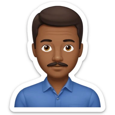 Ricky Bell with dark brown hair and thin mustache sticker