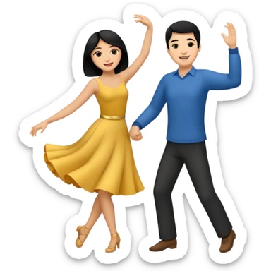 couple dancing full body man black hair sticker