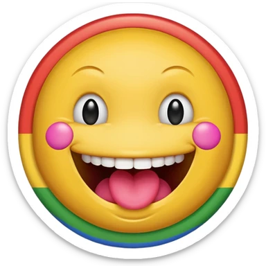 Smiley face biting lip with progress pride flag skin sticker