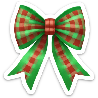 green and red checkered christmas bow  sticker