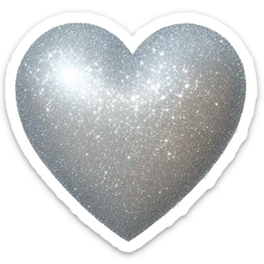Glittery heart simple silver sticker