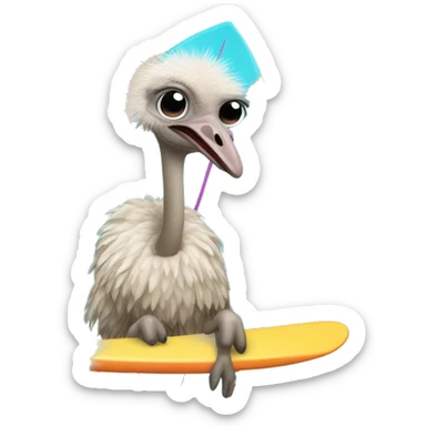 Ostrich on a surfboard sticker