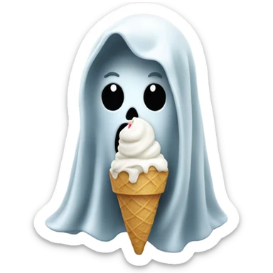 Ghost eating ice cream sticker