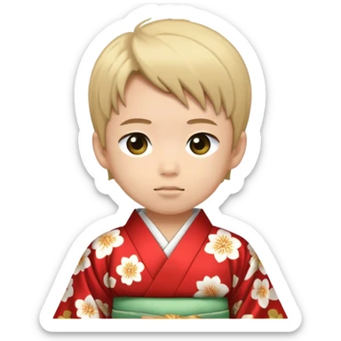 japanese boy in traditional kimono sticker