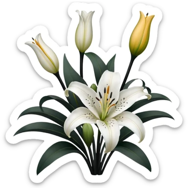 black and white lillies sticker