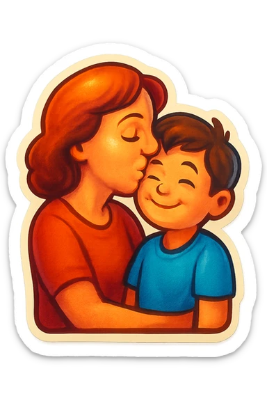 The part about the kiss on the cheek and the part about the kiss on the eye, a mother and son thing sticker